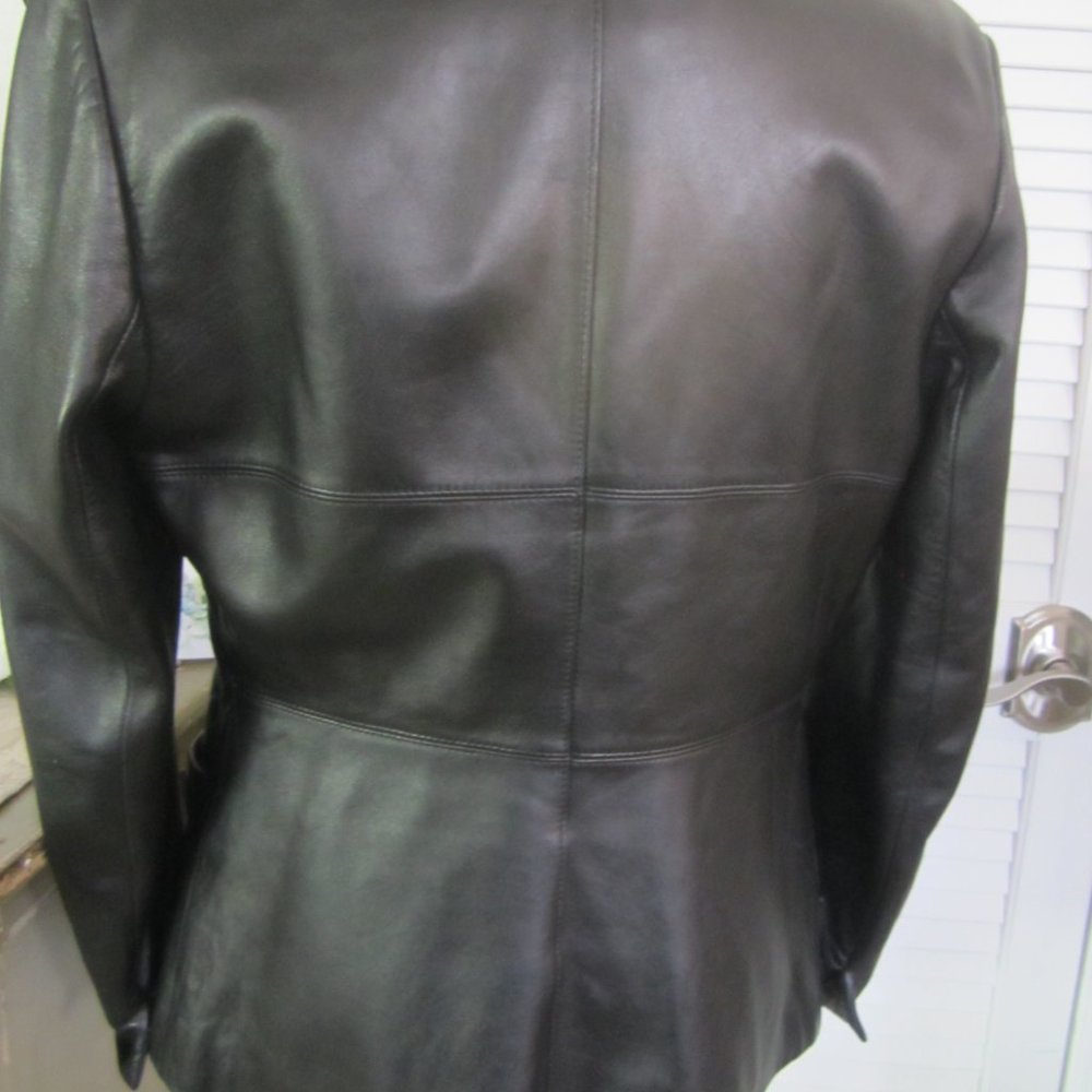 Bebe - Black Leather Three Button Closure Soft Le… - image 5